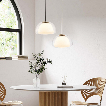 LUNARIA – Suspension en Verre Blanc Mat avec Diffuseur Intégré – Design Élégant avec Douille E27