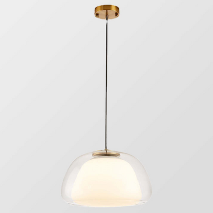 LUNARIA – Suspension en Verre Blanc Mat avec Diffuseur Intégré – Design Élégant avec Douille E27