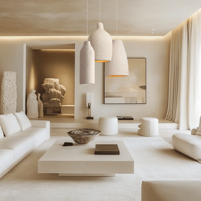 TERRALUNA | Suspension en Pierre de Ciment – LED Intégrée – Style Brut & Naturel – Design Minimaliste