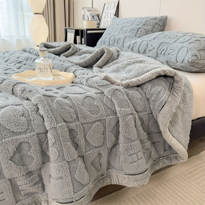 CozyCoral | Plaid en Fleece Ultra Doux à Motif Cœur