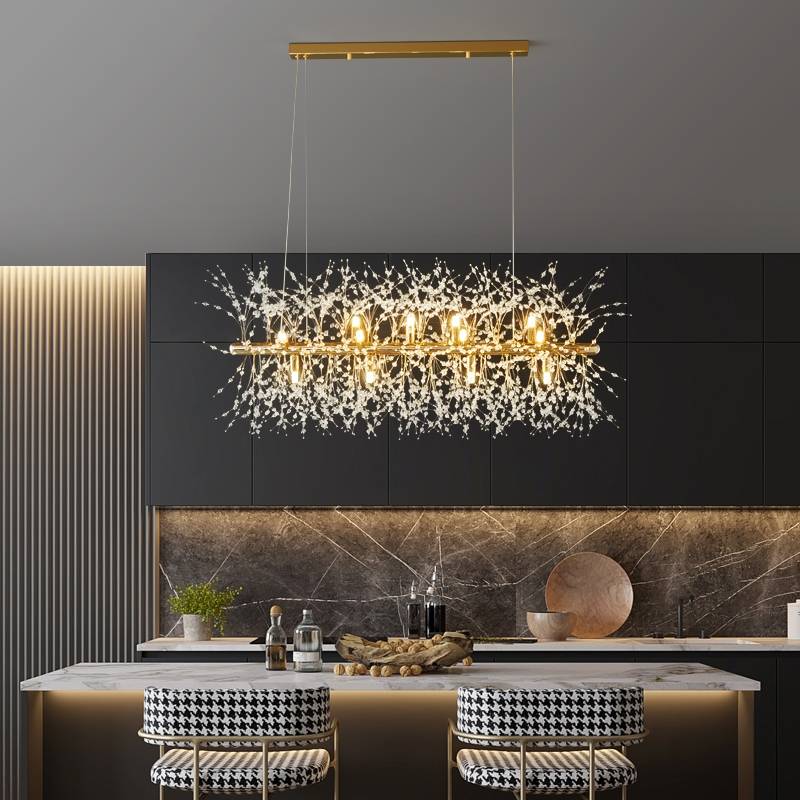 LunaireChic – Suspension LED blanche et dorée pour espace de vie