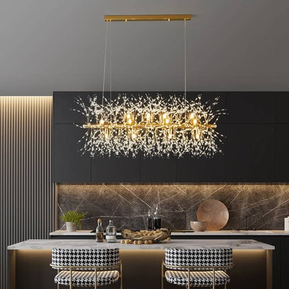 LunaireChic – Suspension LED blanche et dorée pour espace de vie