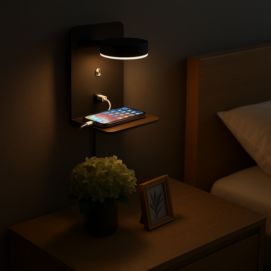 Hubbright – Lampe de Chevet avec Station de Charge USB – Tête Pivotante à 330° – Température Réglable