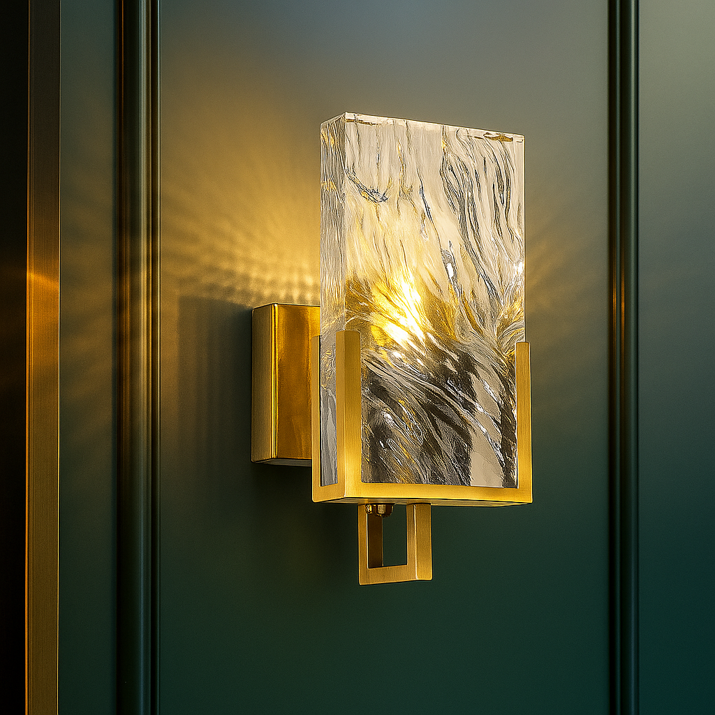 CRISTALLIA – Applique Murale en Cristal Doré | LED Intégrée | Style Nordique | Métal & Cristal | Éclairage Ambiant
