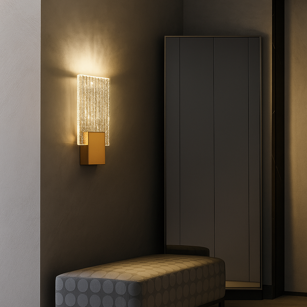 CRISTALLIA – Applique Murale en Cristal Doré | LED Intégrée | Style Nordique | Métal & Cristal | Éclairage Ambiant