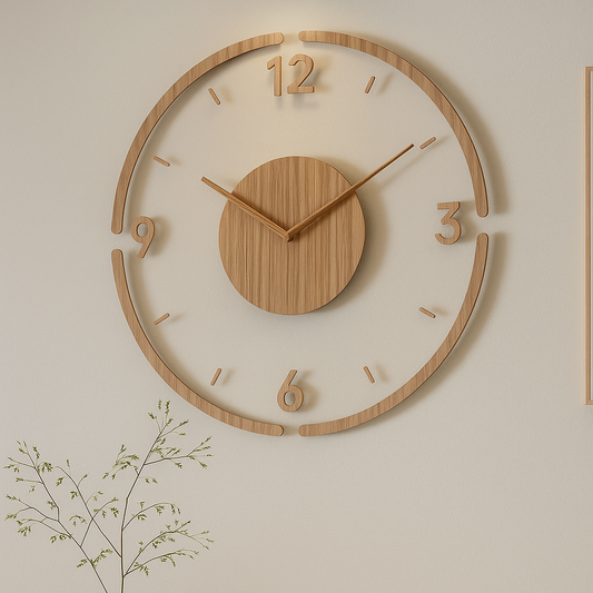 TimeWood – Horloge Murale en Bois Massif | Style Nordique | Silencieuse | 35,5 cm