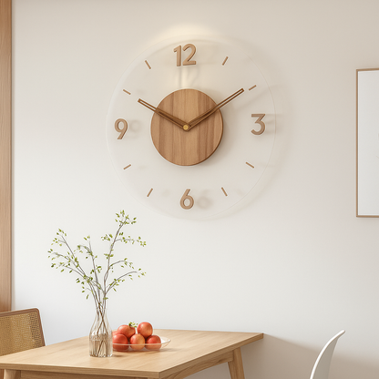 TimeWood – Horloge Murale en Bois Massif | Style Nordique | Silencieuse | 35,5 cm