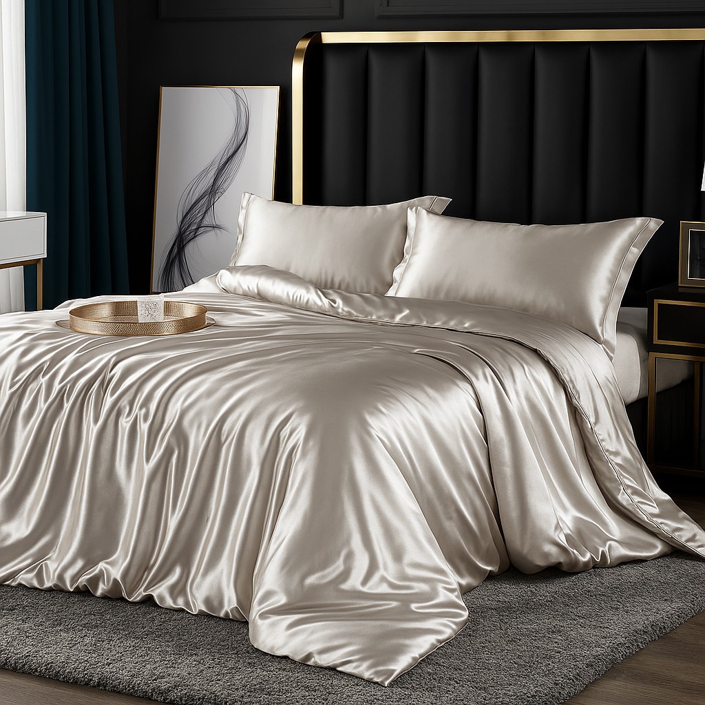 SilkLuxe | Parure de Lit Satinée – Confort de Sommeil Luxueux