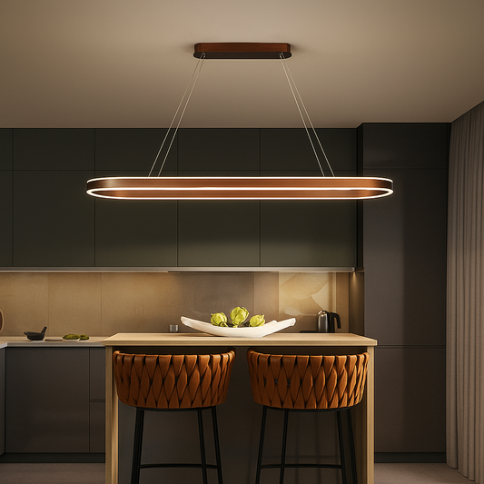 AURELIA – Lustre de Cuisine Rose Gold avec Éclairage LED – Suspension Design pour Îlot ou Table