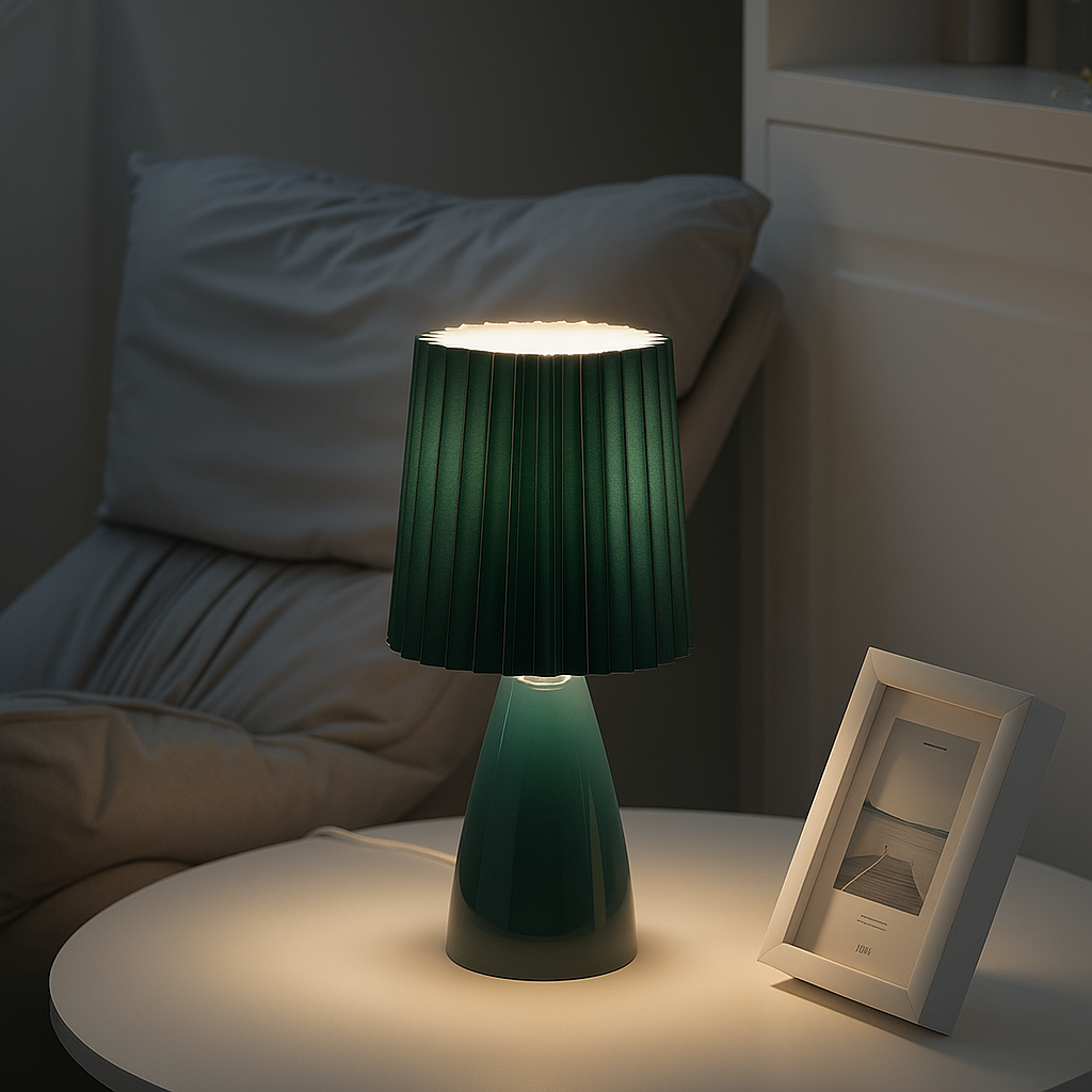 Apollo – Lampe de Table Design Mid-Century avec Abat-jour Plissé | LED à 3 Tons