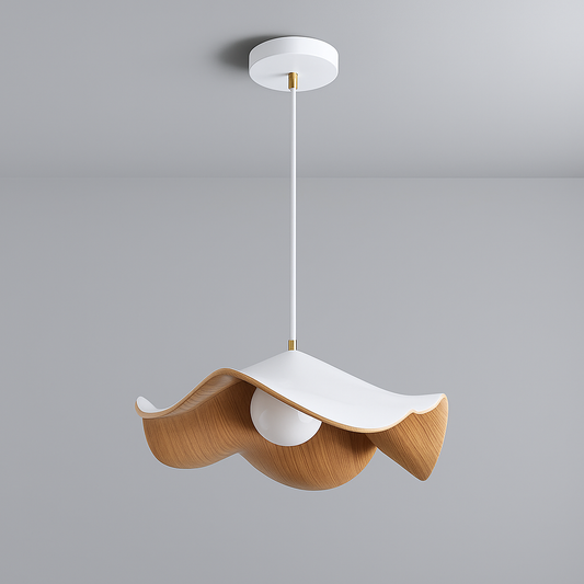 ElementBois – Suspension en Résine & Métal – Plafonnier Design Lotus Naturel