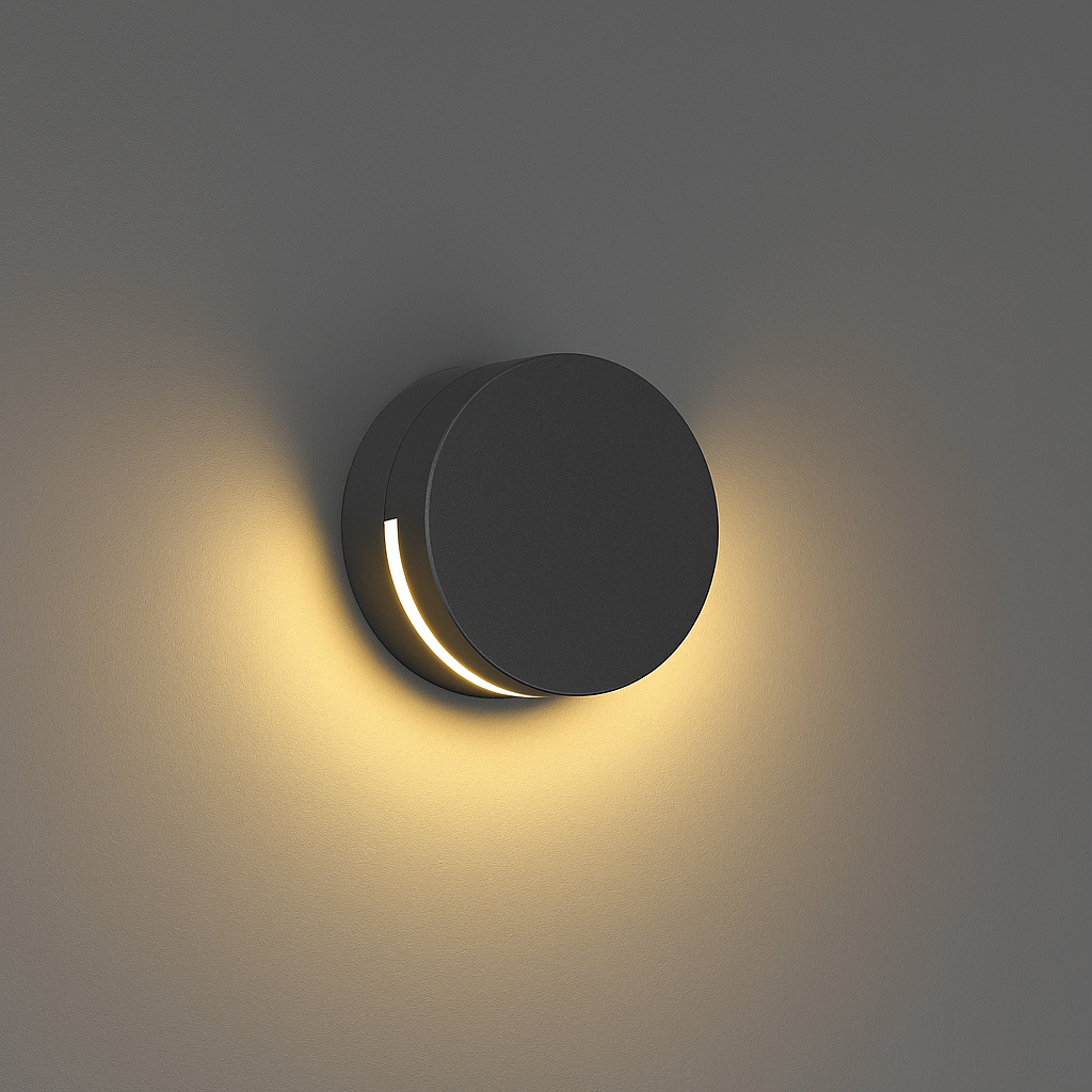 CIRVIA – Applique Murale LED Ronde Extérieure – IP65 – Métal & Verre – Lumière Chaude