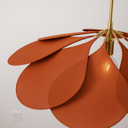 Fleur Feuilles | Suspension en rotin, métal et tissu – Design floral – Éclairage naturel et décoratif