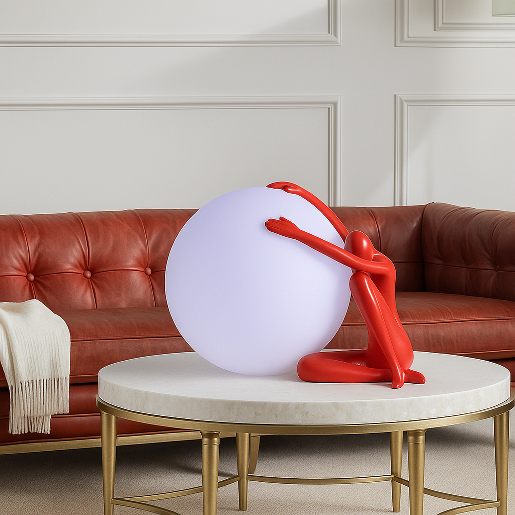 Crying Man Globe | Lampe de Table Artistique avec LED – Design Humanoïde Unique – E27 – Lumière Chaude/Froide