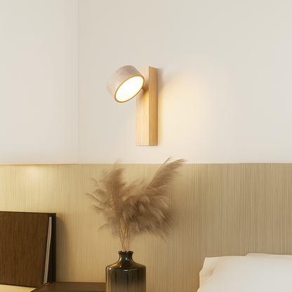 Ciment Chíc | Applique Murale en Travertin & Bois – Design Minimaliste – LED 3W – Style Industriel & Japandi
