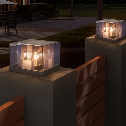 LumaBloc | Lampe Solaire sur Socle – IP65 – Élégante & Résistante aux Intempéries – LED E27