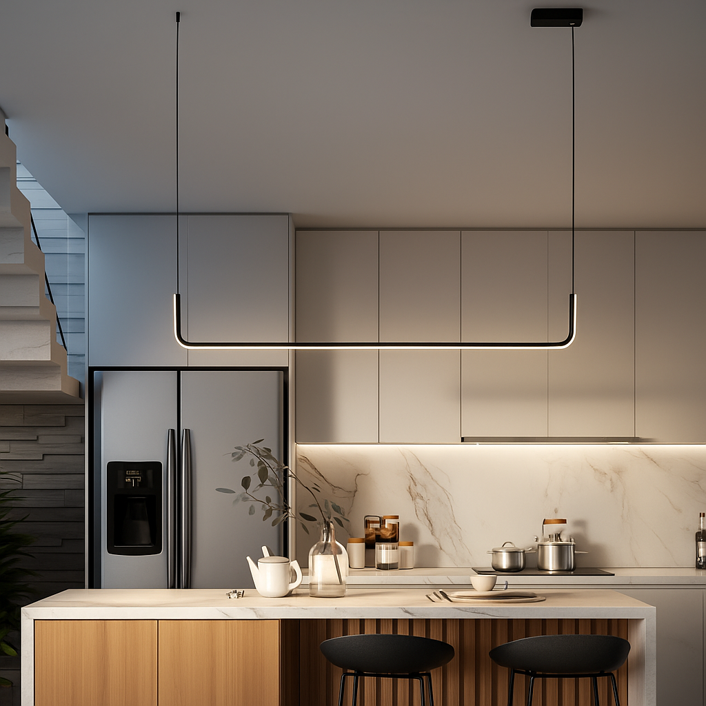 Lumivault | Suspension Moderne – Noir ou Doré – LED Dimmable – Pour Salle à Manger ou Cuisine