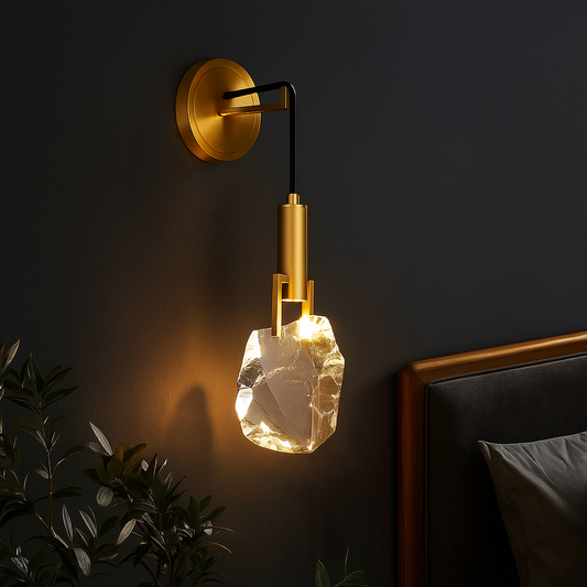 Auréla – Applique Murale Cristal & Doré | Éclairage LED Haut de Gamme