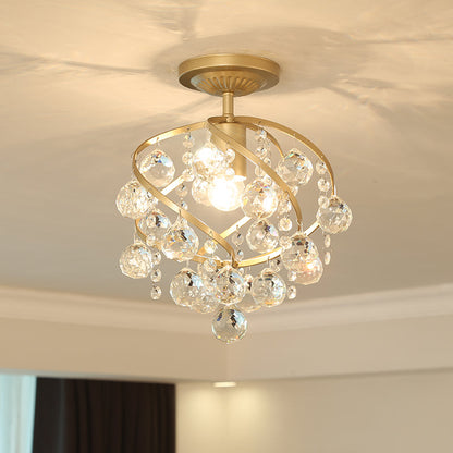 LuxeSpire – Lumière de plafond avec boule en cristal et laiton
