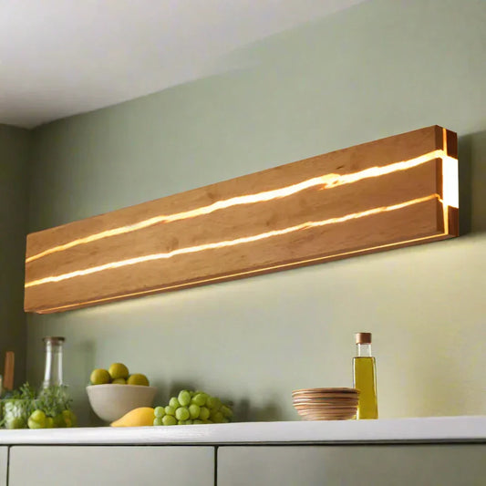 Sleek Wooden Crack Wall Lamp - Élégante lampe murale en bois fissuré