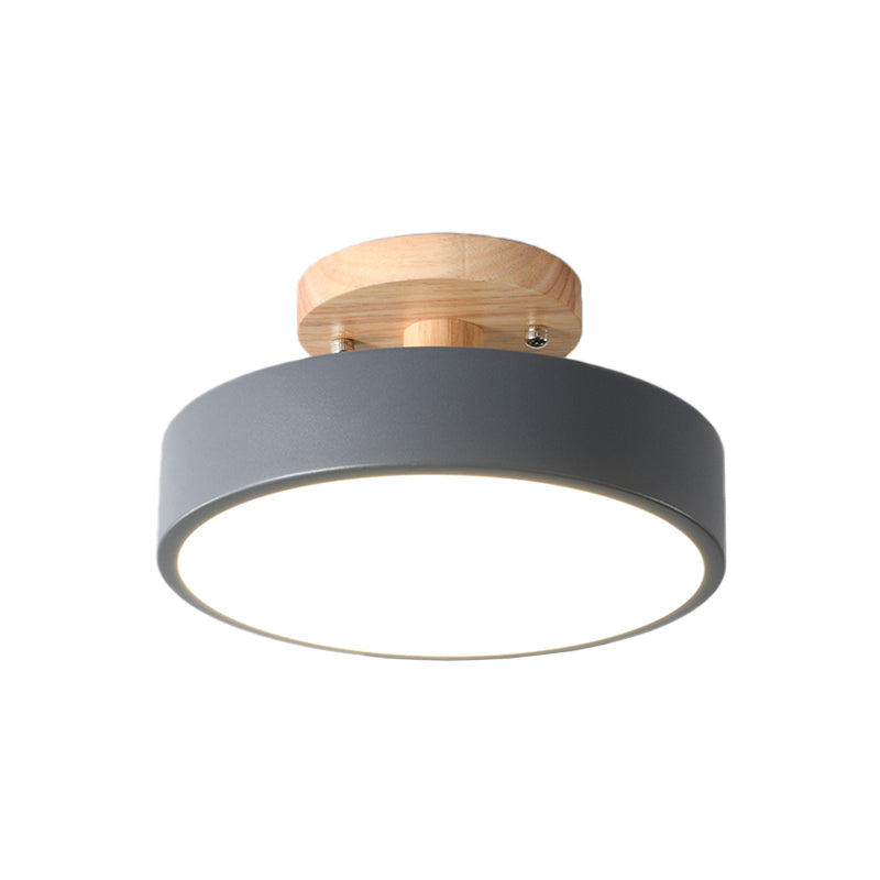 Plafonnier LED Tambour Scandinave avec Bois