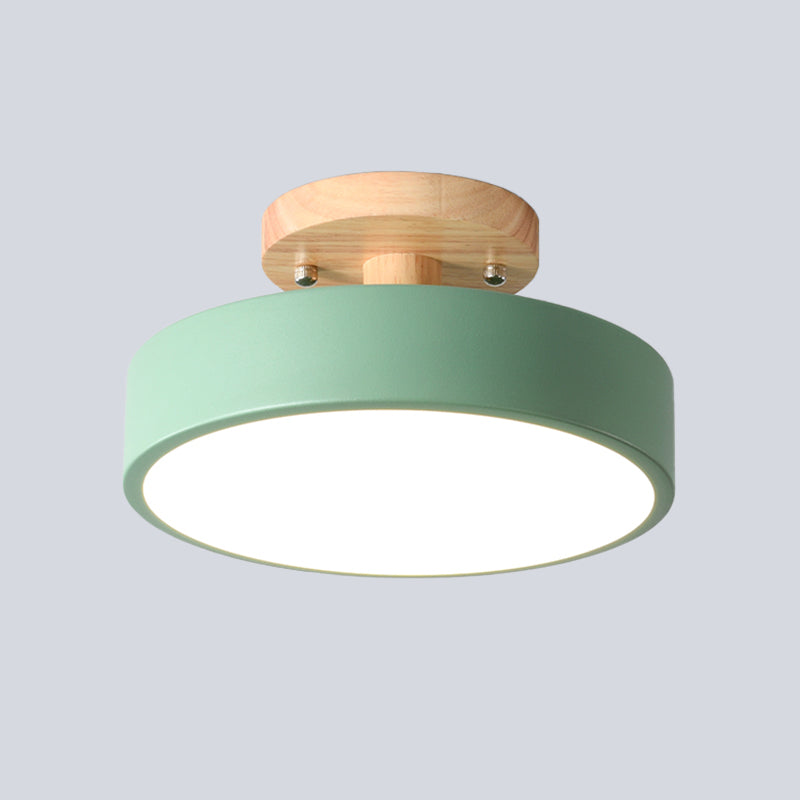 Plafonnier LED Tambour Scandinave avec Bois