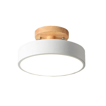 Plafonnier LED Tambour Scandinave avec Bois