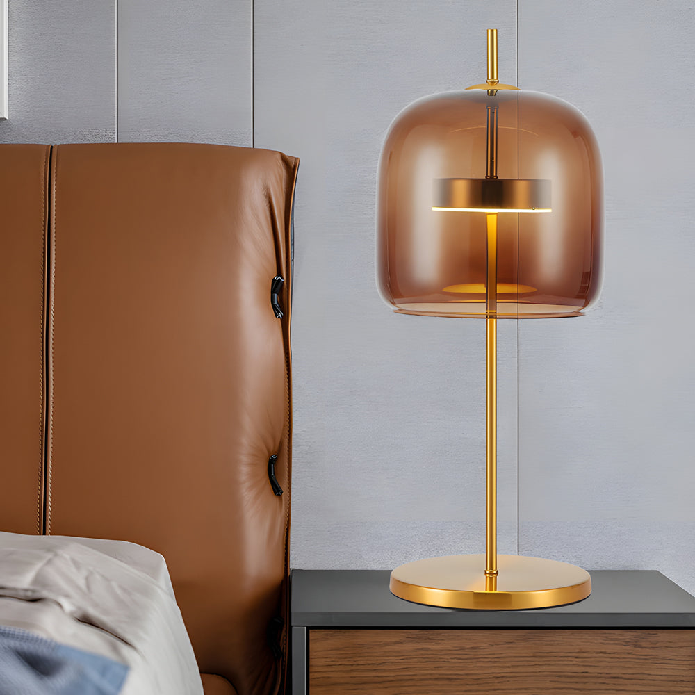 LumiLux - Lampe de Table en Verre Fumé pour une Ambiance Chaleureuse