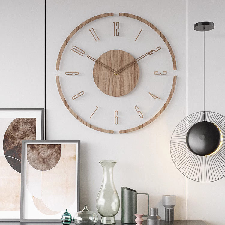 TimeWood - Horloge murale en bois massif au style nordique de 14 pouces