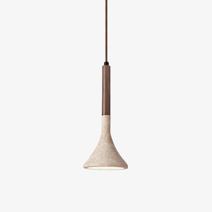 SerenoTrav | Suspension en Travertin Naturel – Design Minimaliste – Finition Bois & Pierre