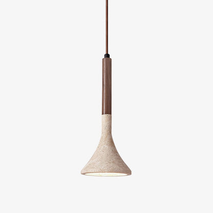 SerenoTrav | Suspension en Travertin Naturel – Design Minimaliste – Finition Bois & Pierre