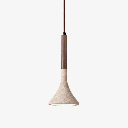 SerenoTrav | Suspension en Travertin Naturel – Design Minimaliste – Finition Bois & Pierre