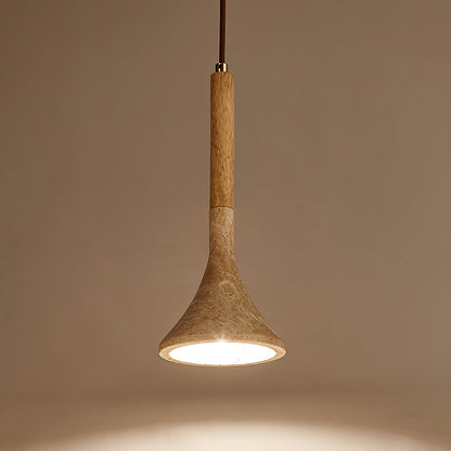 SerenoTrav | Suspension en Travertin Naturel – Design Minimaliste – Finition Bois & Pierre