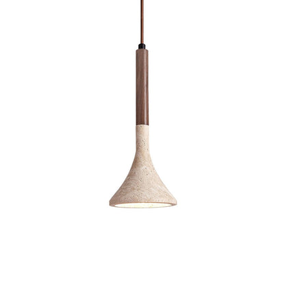 SerenoTrav | Suspension en Travertin Naturel – Design Minimaliste – Finition Bois & Pierre