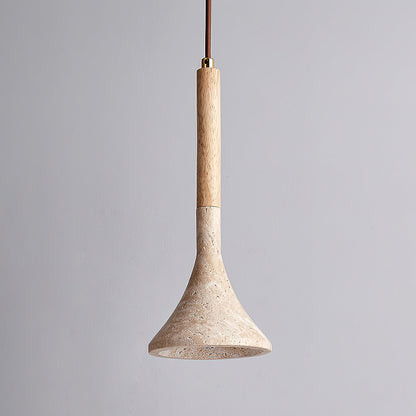 SerenoTrav | Suspension en Travertin Naturel – Design Minimaliste – Finition Bois & Pierre