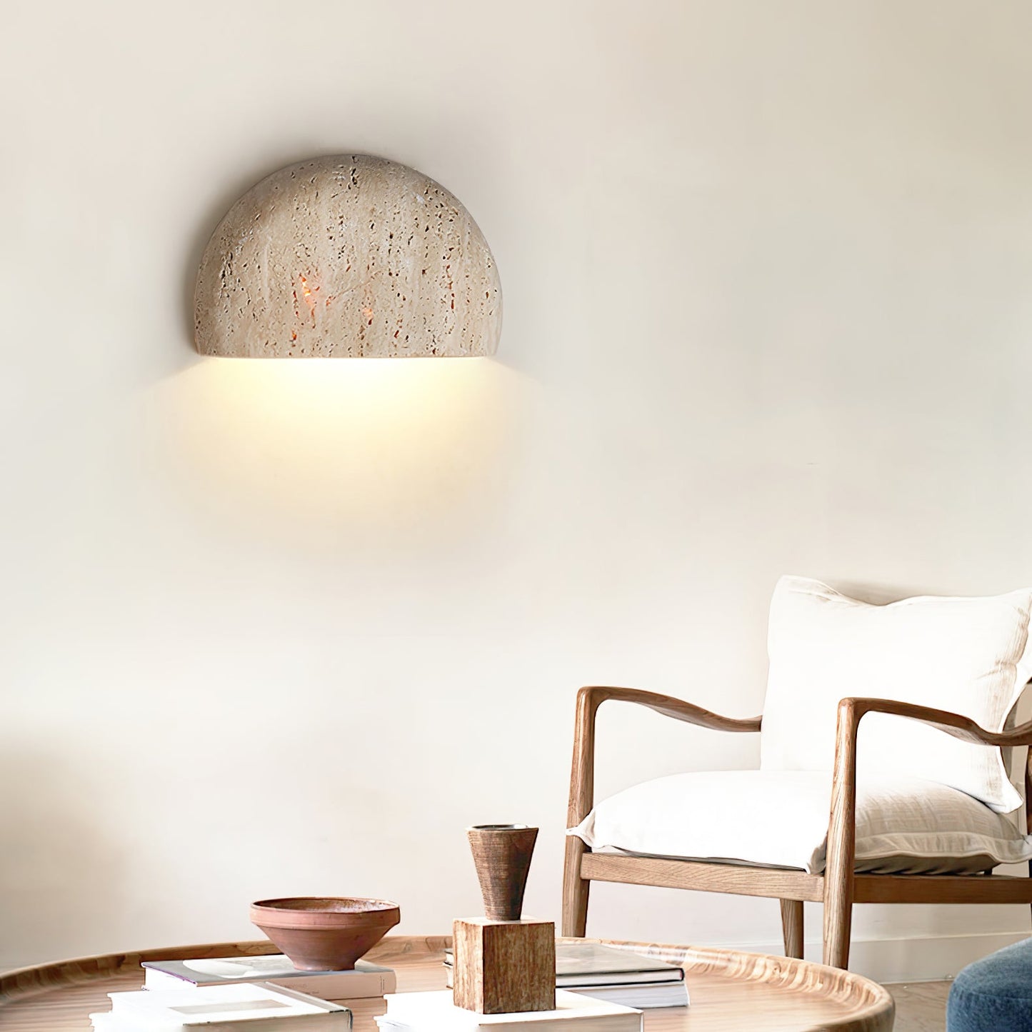 Applique en travertin jaune – LumiTrave | Éclairage LED mural naturel et élégant