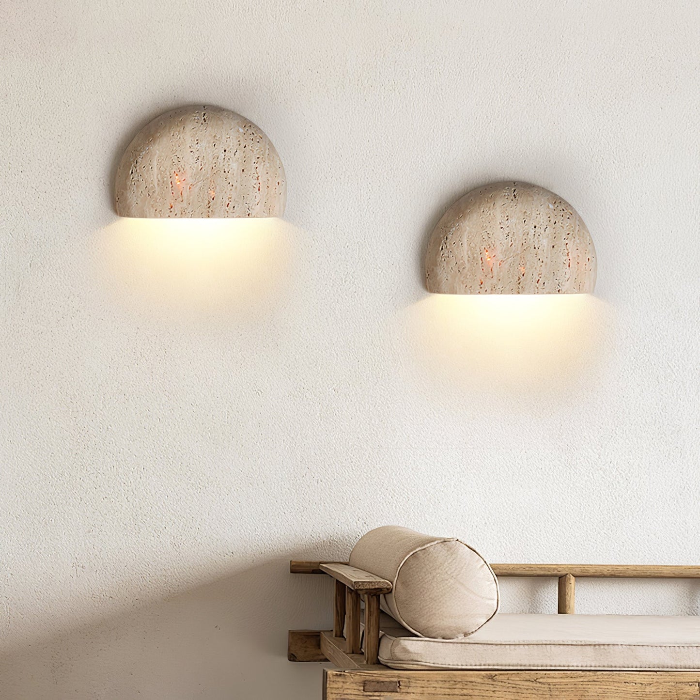 Applique en travertin jaune – LumiTrave | Éclairage LED mural naturel et élégant