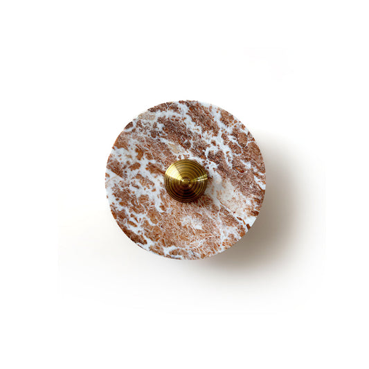 Aurora – Applique Murale Ronde en Marbre Marron | LED Intégrée | Design Moderne de Luxe
