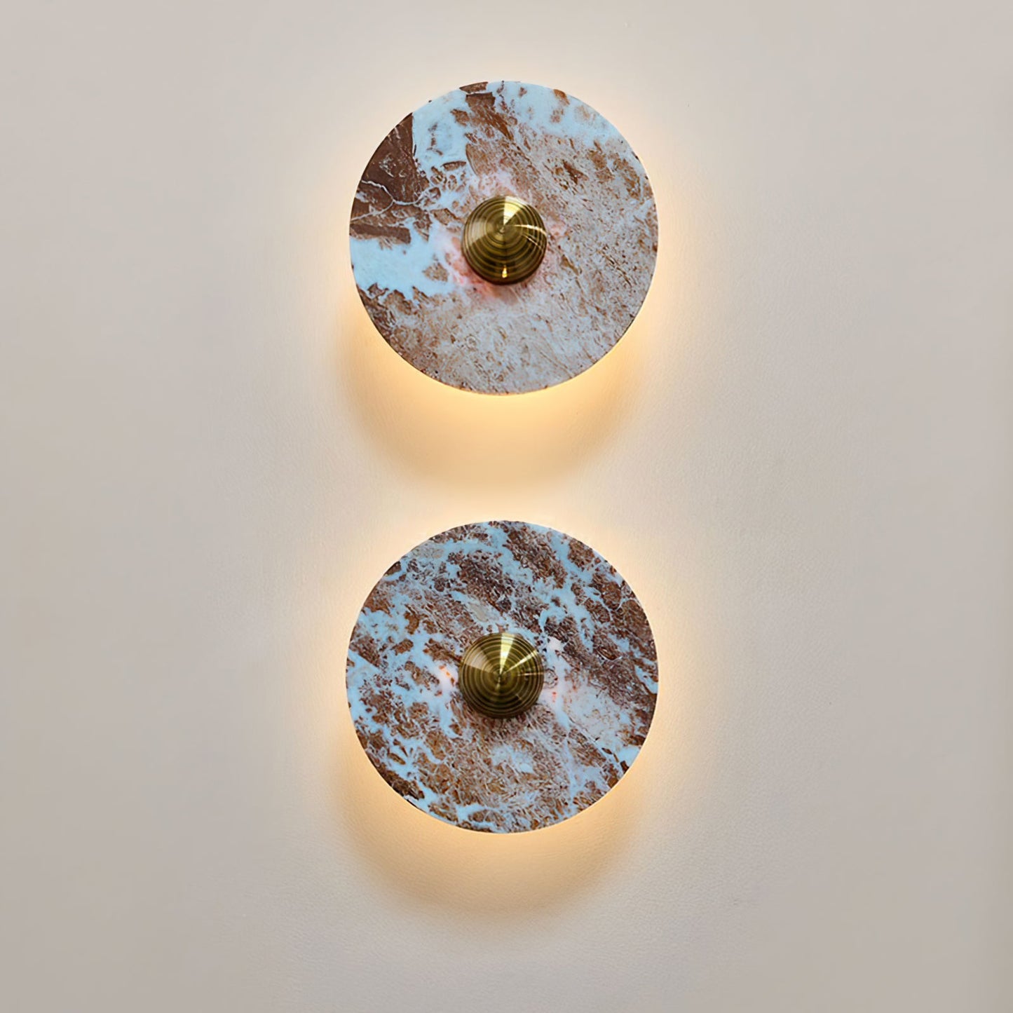 Aurora – Applique Murale Ronde en Marbre Marron | LED Intégrée | Design Moderne de Luxe