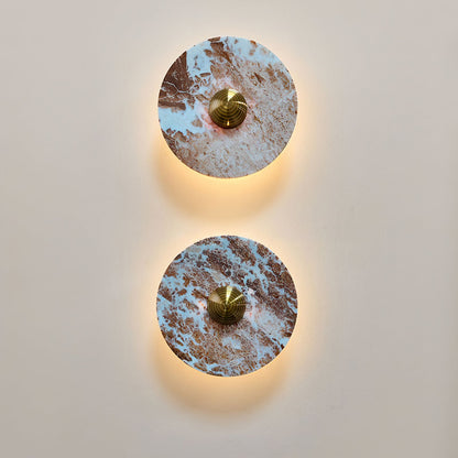Aurora – Applique Murale Ronde en Marbre Marron | LED Intégrée | Design Moderne de Luxe