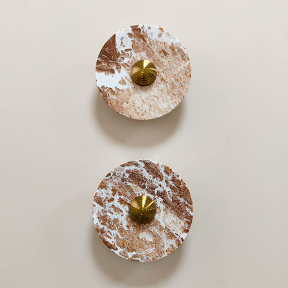 Aurora – Applique Murale Ronde en Marbre Marron | LED Intégrée | Design Moderne de Luxe