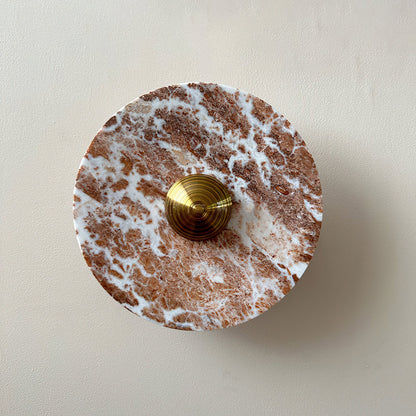 Aurora – Applique Murale Ronde en Marbre Marron | LED Intégrée | Design Moderne de Luxe