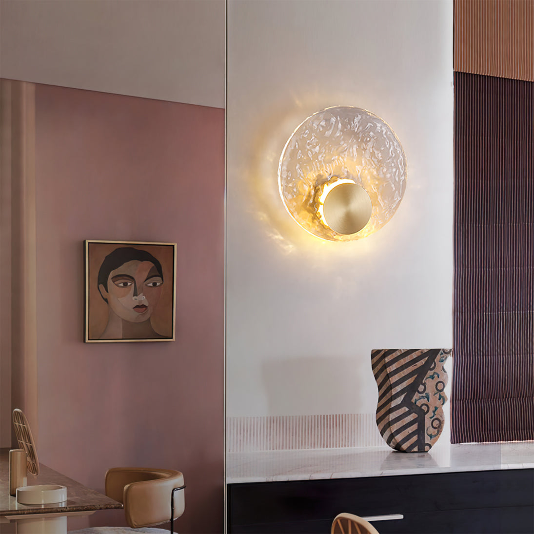 Aurum – Applique Murale Élégante en Laiton & Cristal Opaque | LED Intégrée