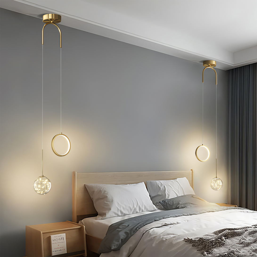Avalora – Suspension Élégante en Laiton & Verre | LED Intégrée | Hauteur Réglable