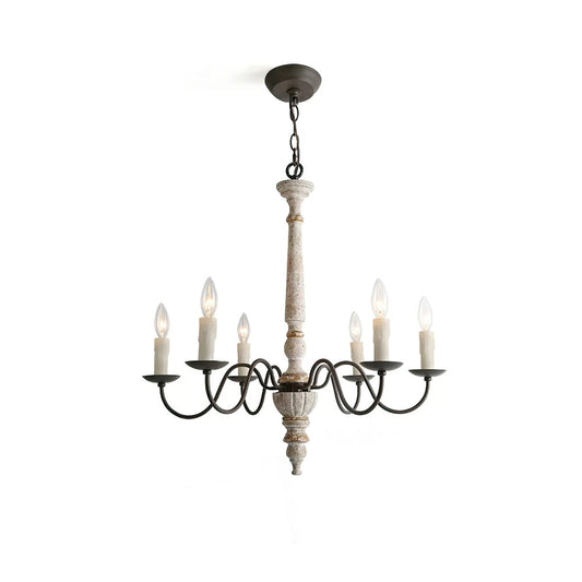 AvignonLustre – Lustre Rustique en Bois & Métal | 6 Ampoules Style Bougie