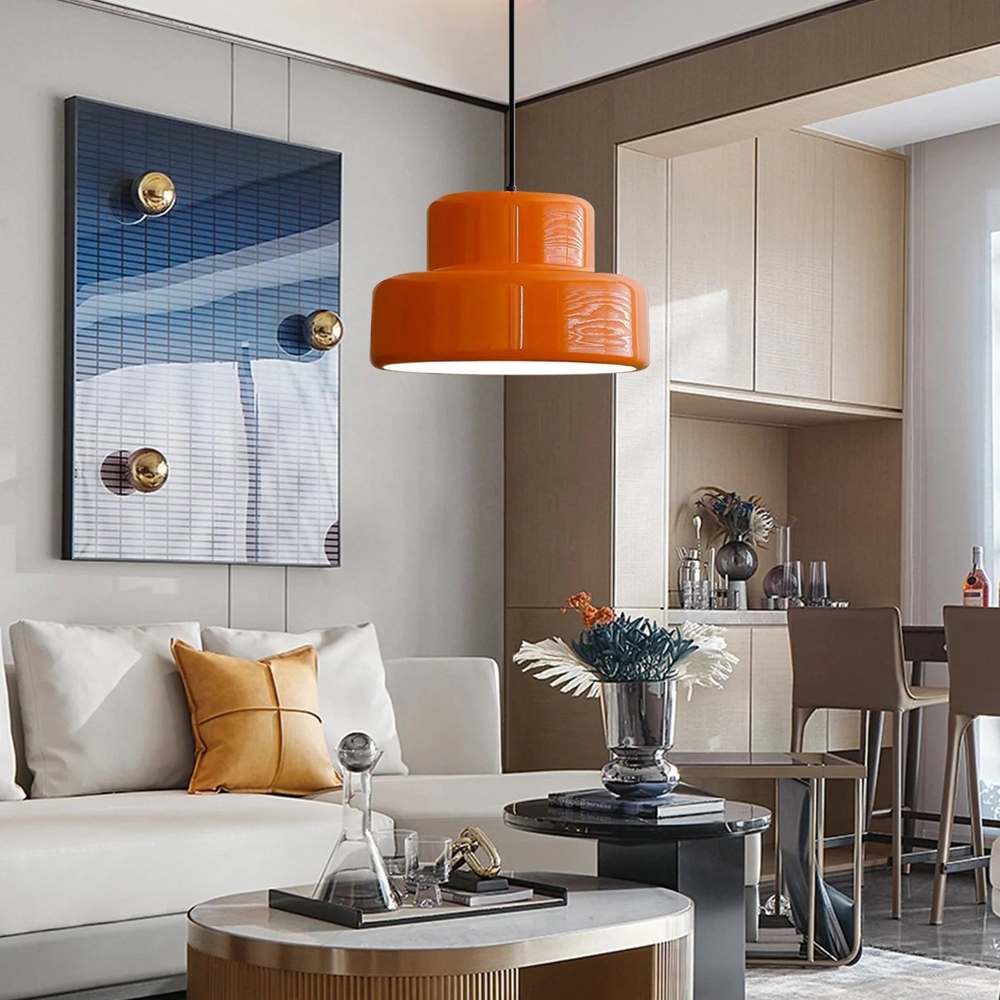 RetroSphere - Lampe suspendue orange design