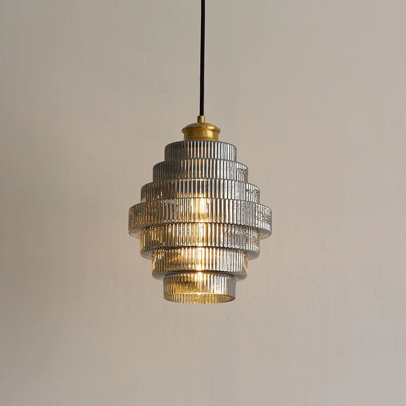 Lampe Suspendue en Verre et Laiton en Forme de Bouteille