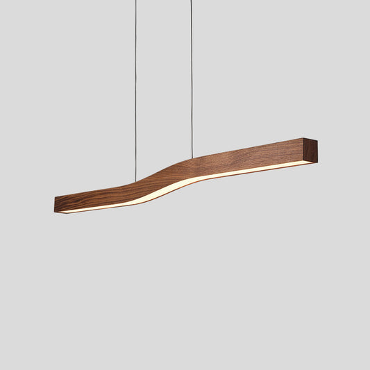 Noyara – Suspension en Bois Foncé Style Japandi | LED Intégrée | 100–120 cm