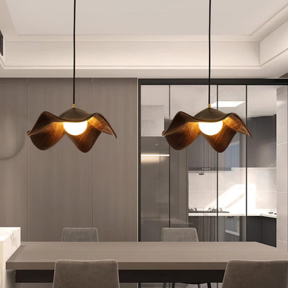 ElementBois – Suspension en Résine & Métal – Plafonnier Design Lotus Naturel
