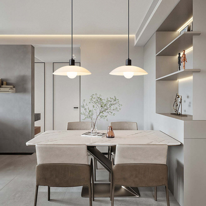VELLUNO | Suspension en Verre Minimaliste – Blanc – Douce Lumière – 3 Formats – Douille E27